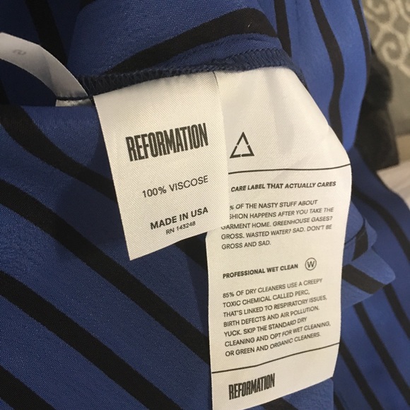 Reformation Eldridge blue stripe tie neck top S - Picture 3 of 7